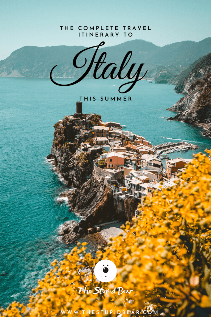 Travel itinerary to Italy