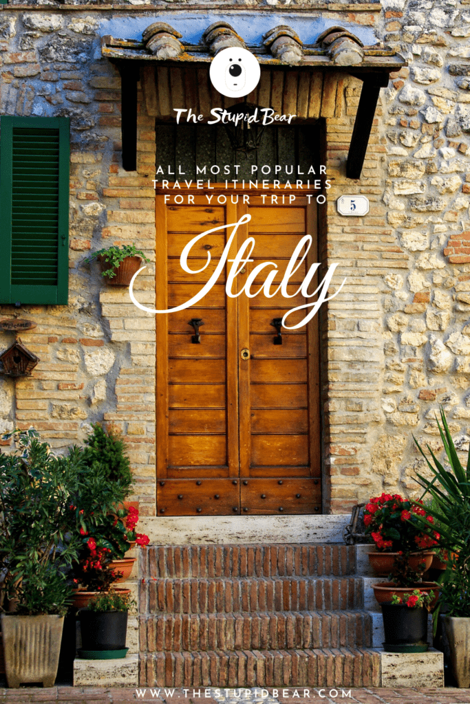 Travel itinerary to Italy