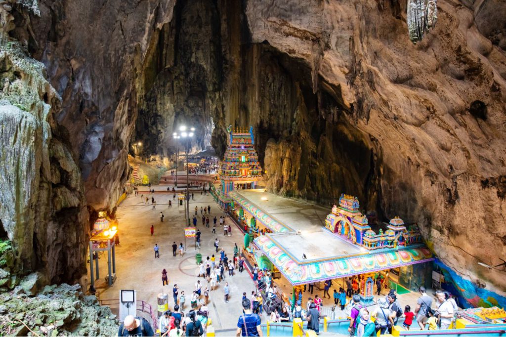 View of the temple inside the main caves at Batu caves