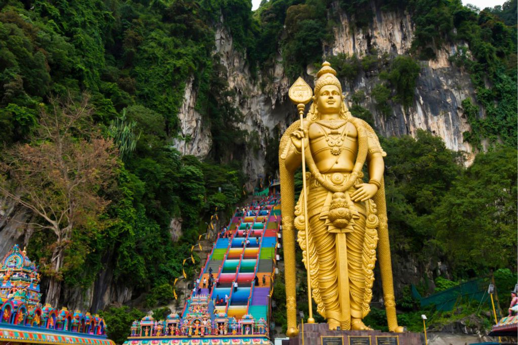 Statue of Lord Murugan on the gates of Batu caves