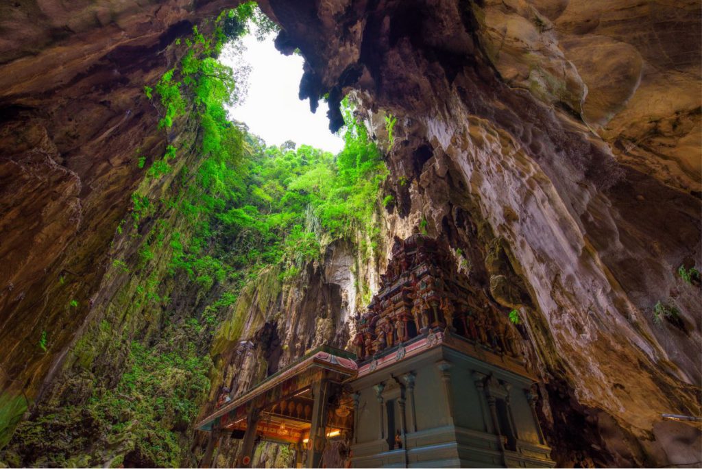 Opening to open sky inside Batu caves