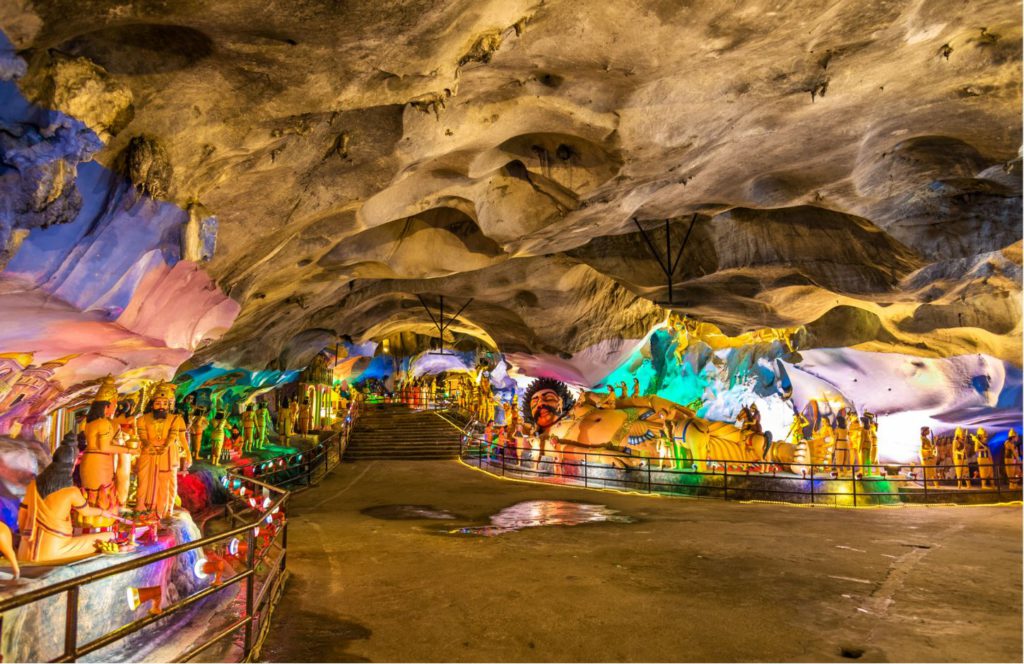 Statues depicting the story of Ramayana inside Ramayana caves