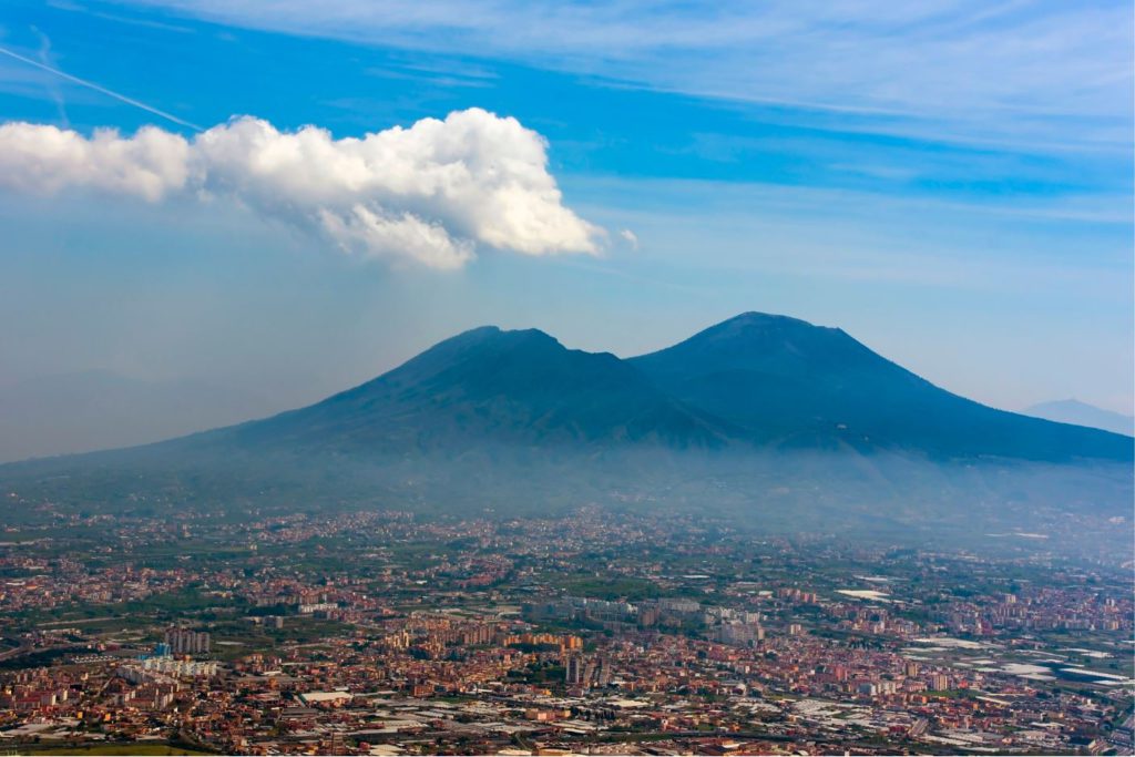 City of Naples with mount Vesuvius on the horizon