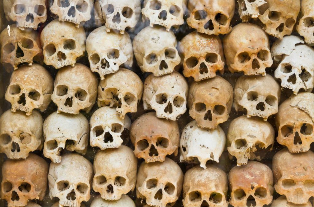 Skulls of the dead at the Killing Fields