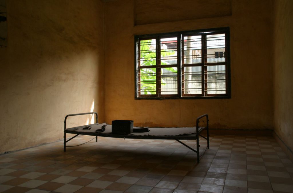 Beds used to torture prisoners during khmer Rouge