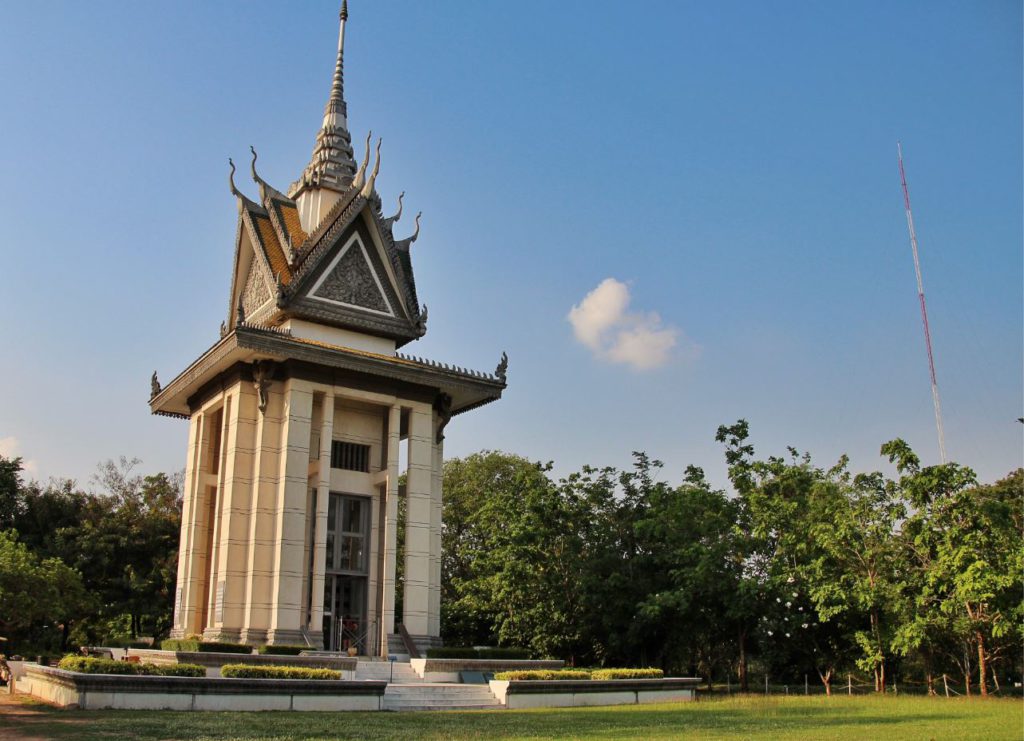 Memorial made for the dead in center of the Killing Fields