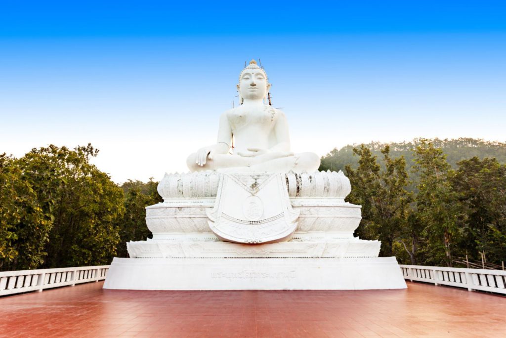 White Buddha Statue at Wat Pra That Mae Yen