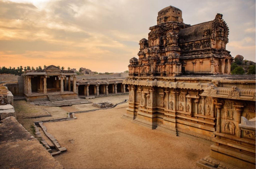 Ancient temple ruins in Hampi, India