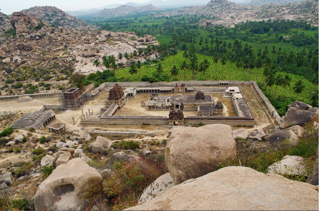 Arial view of Achyuta Raya Temple and Courtesan's street from Matanga Hill