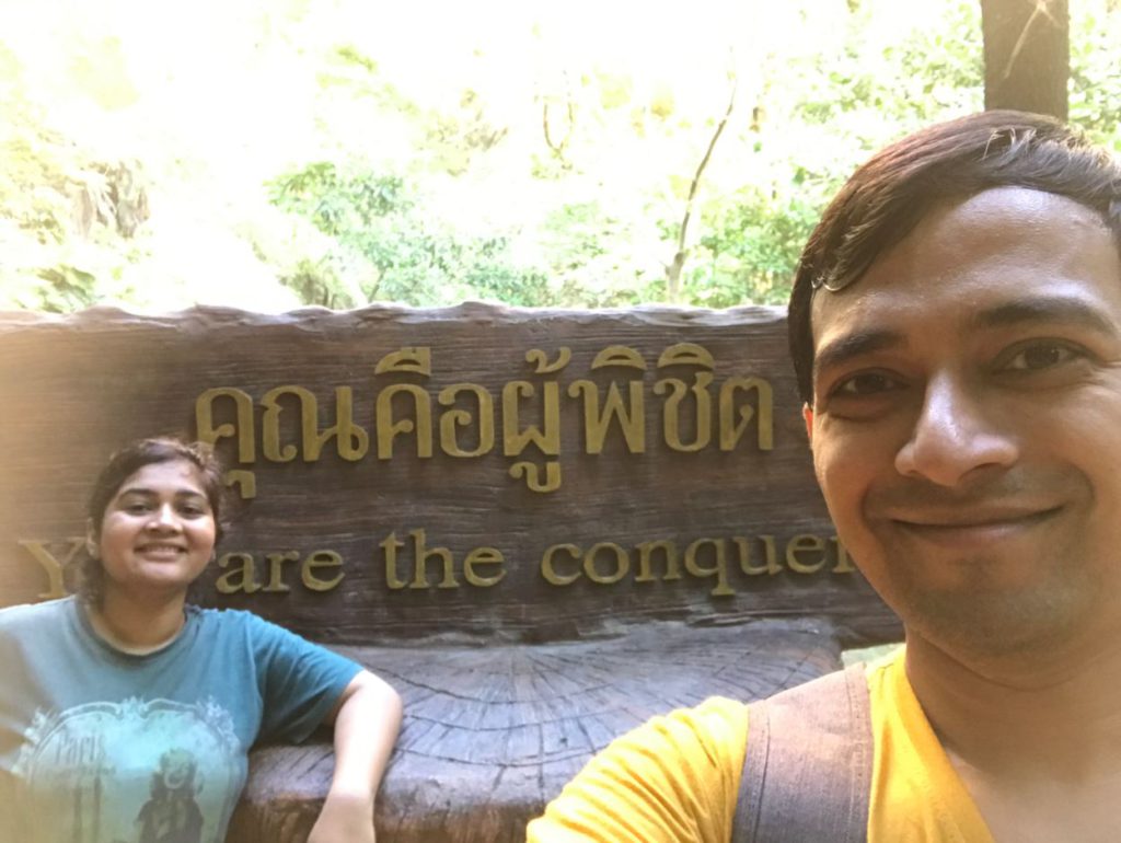 On the top of Erawan Falls, Thailand