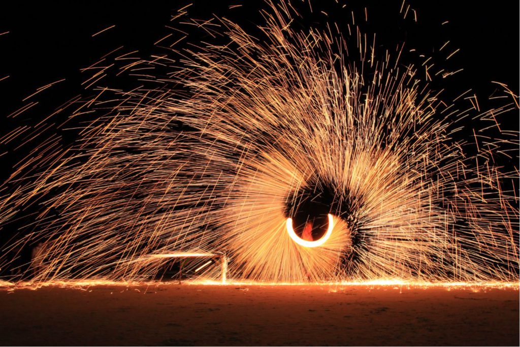 Fire show at night in Koh Samet