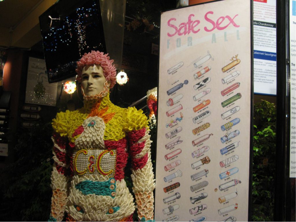 Mannequin dressed in Condoms.