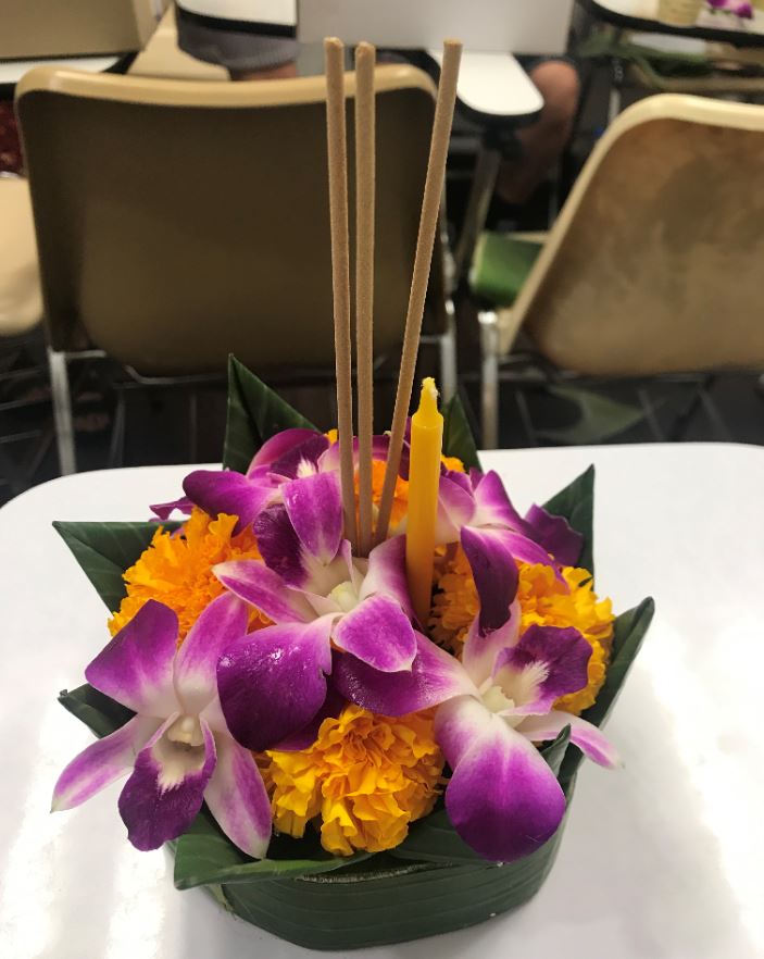 A self-made krathong made with Banana stem and leaves