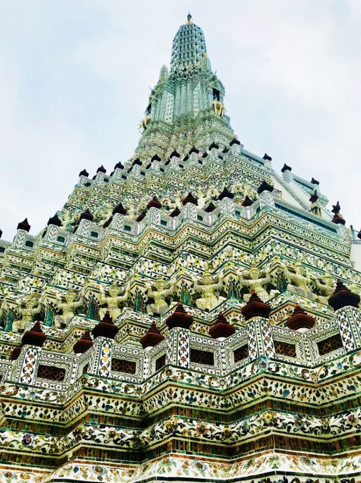 Colourful Ceramic tiles on the main spire of Wat Arun