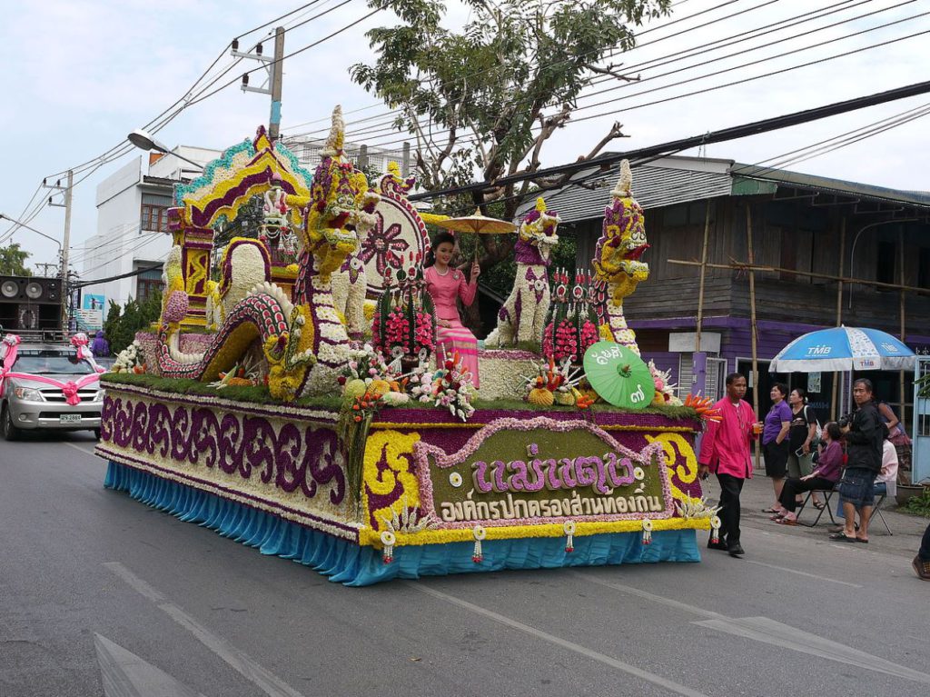 Float decorated with flower in Chiang Mai