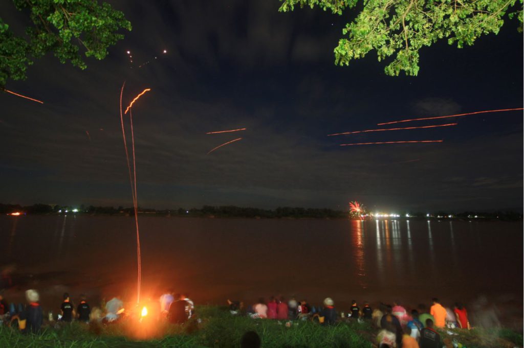 Glowing lights at Mekong Naga Fireballs Festival