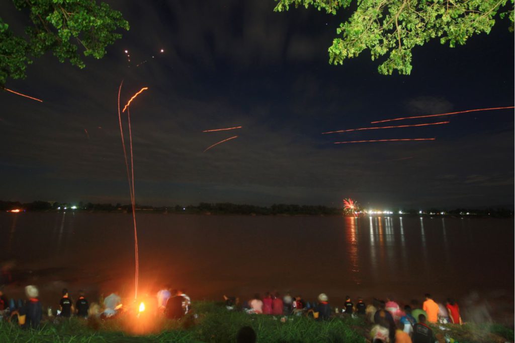 Glowing lights at Mekong Naga Fireballs Festival