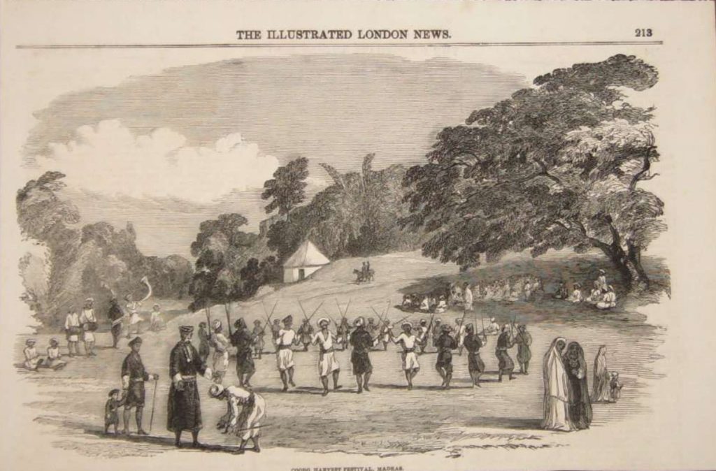 Illustration of Coorg harvest festival in London News, 1852