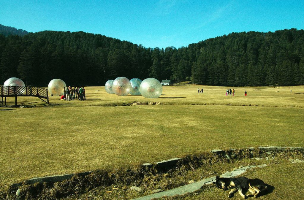 Zorbing in Khajjiar Meadow