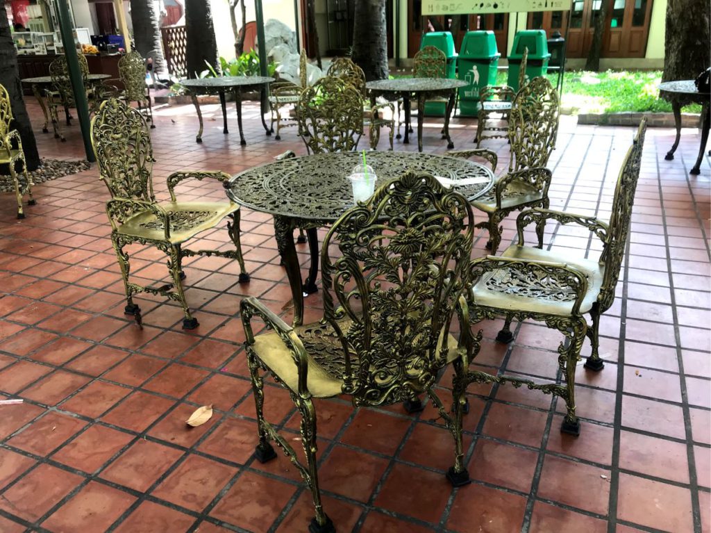 Outdoor chairs in the restaurant area, Erawan museum