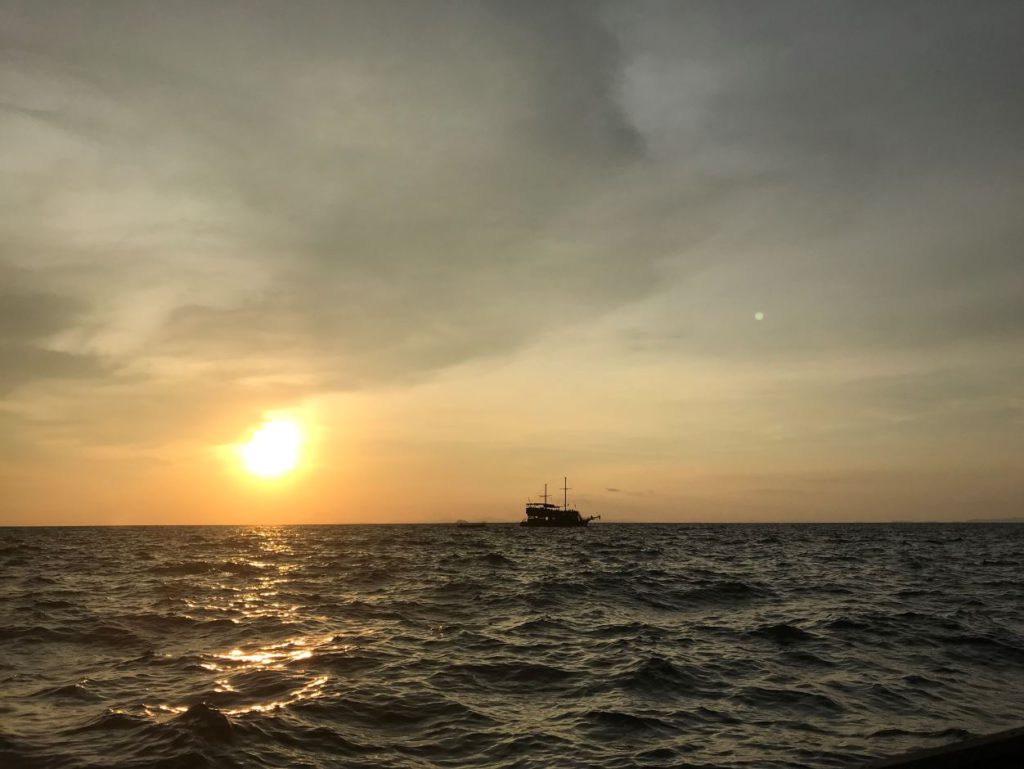 Sunset on a boat