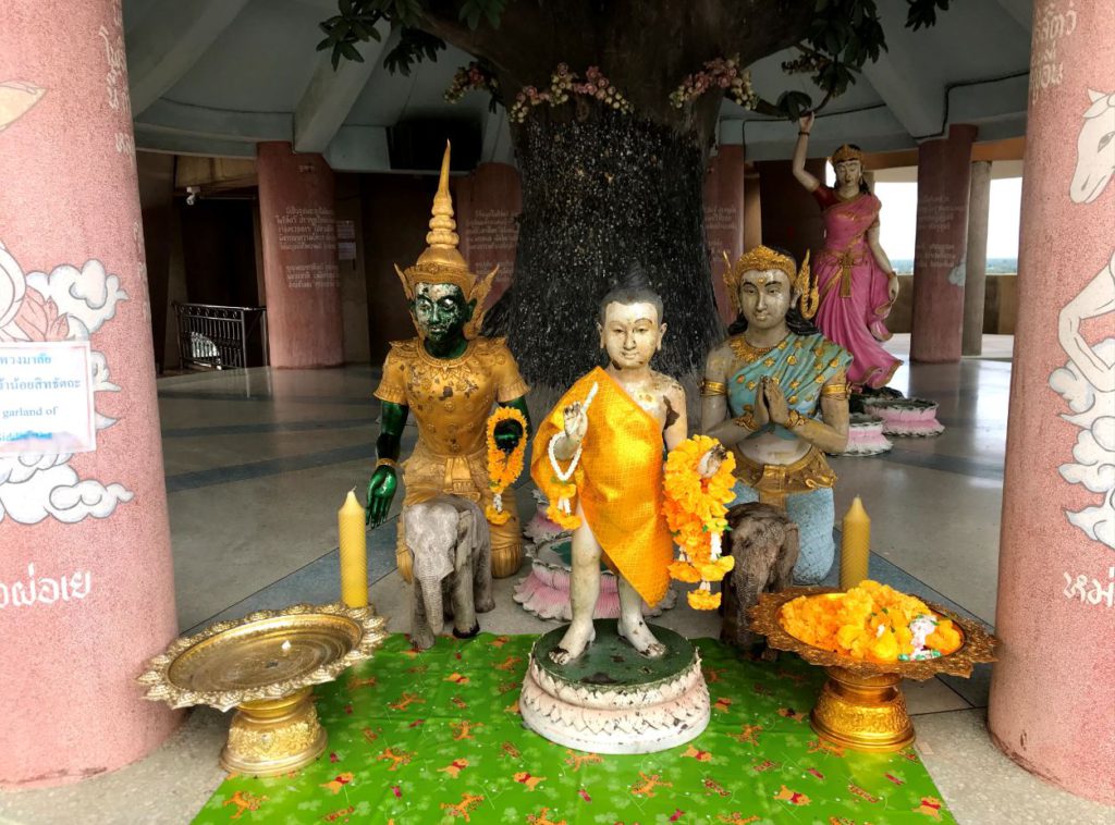 A small shrine at the top of the building