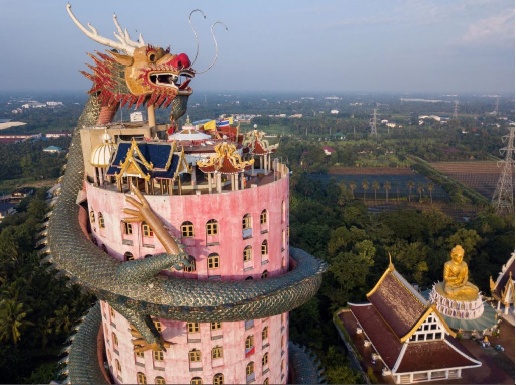 Aerial view of the top of the Dragon Building