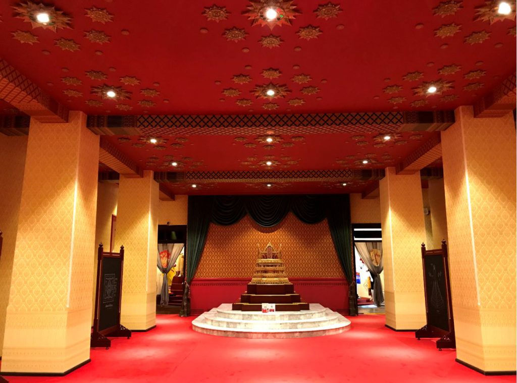 Copy of the royal throne room, the throne depicted as mount meru, Museum Siam