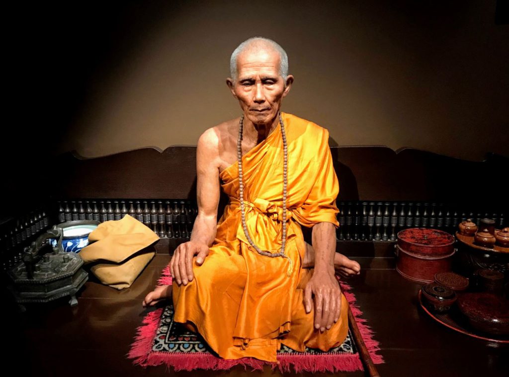 Extremely realistic sculpture of a monk, Thai Human Imagery Museum