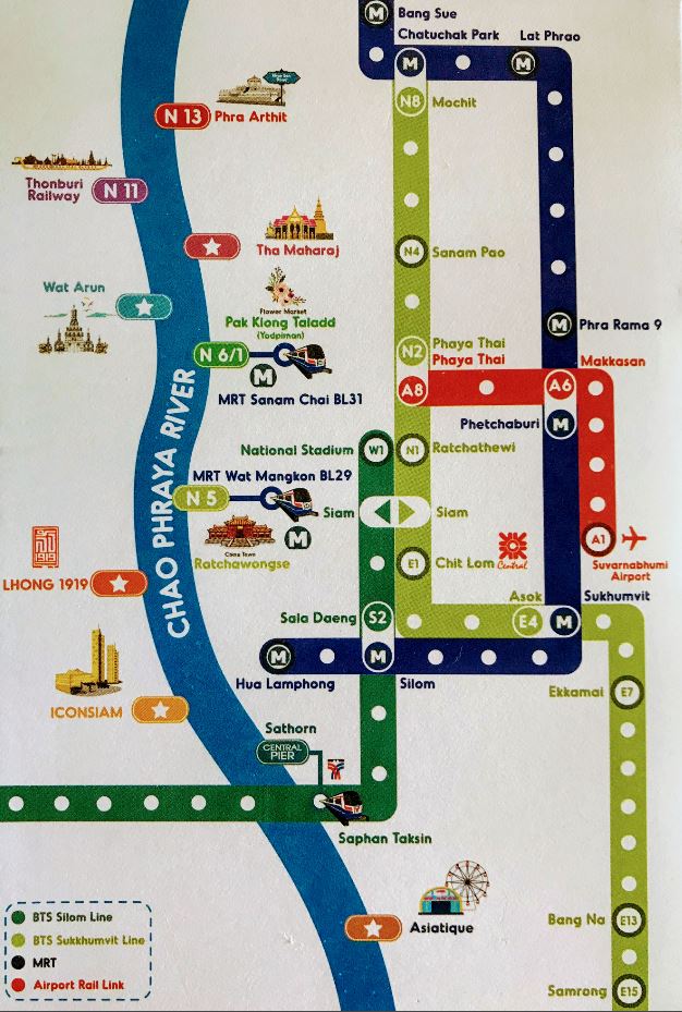 Metro Routes around Chao Phraya Tourist Boat Route