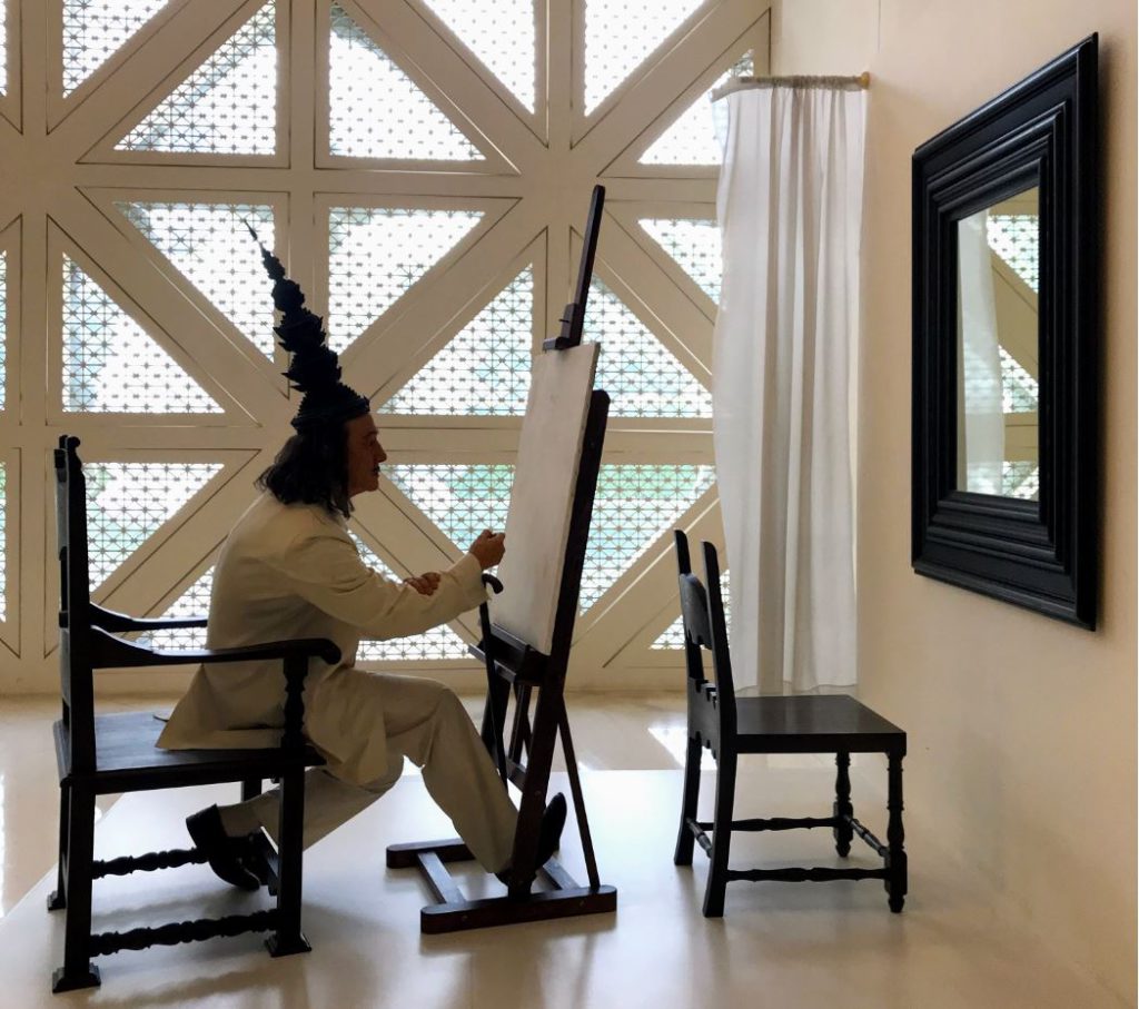 Sculpture of Dali painting inside MOCA