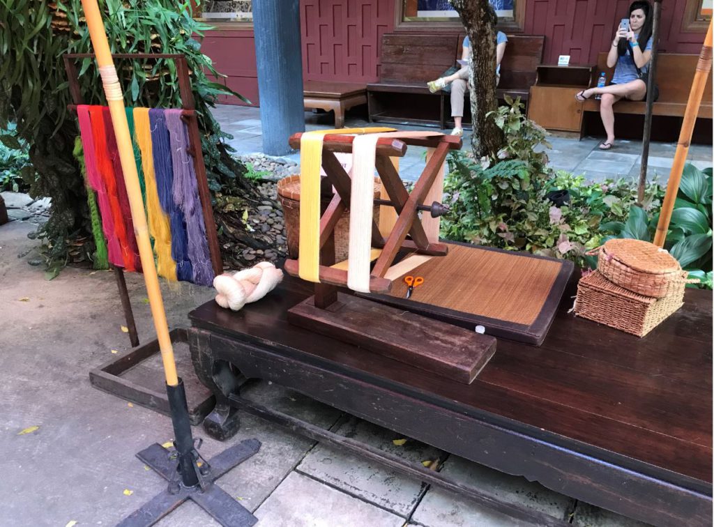 Weaving loom used to demonstrate silk weaving