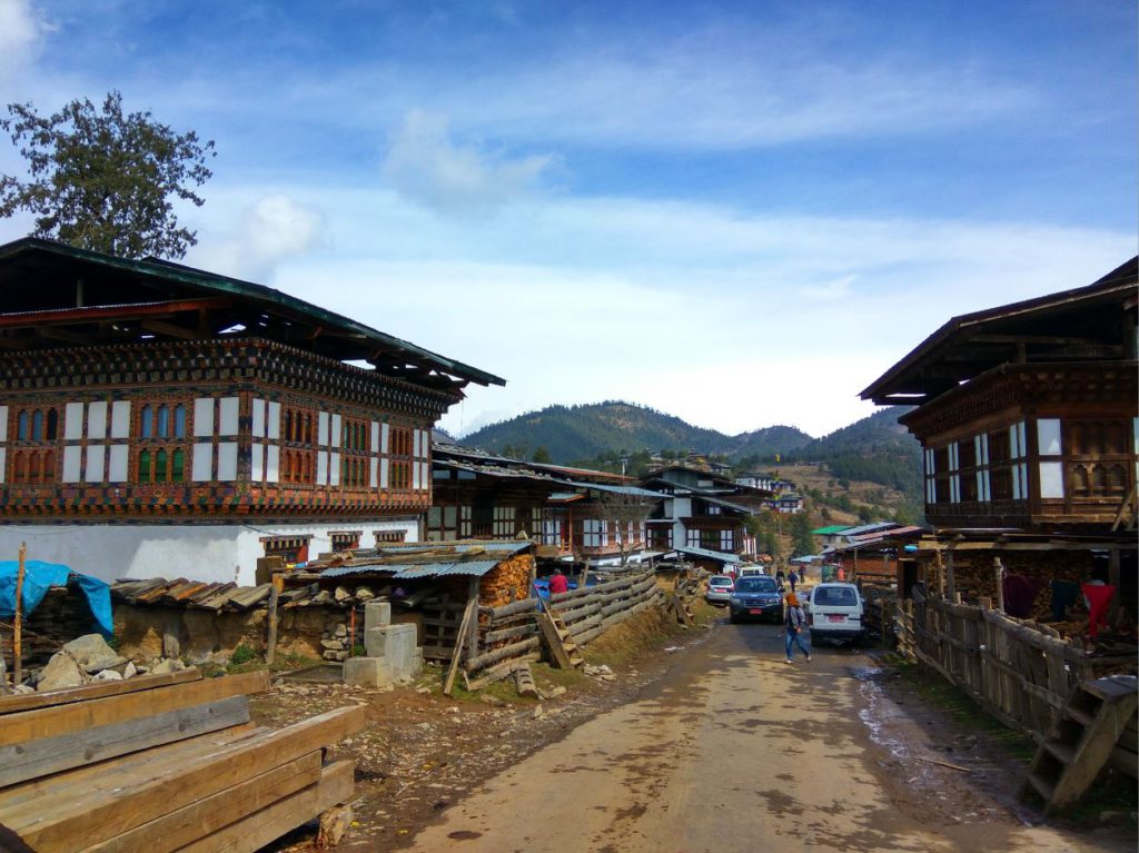 A small town in Phobjikha valley