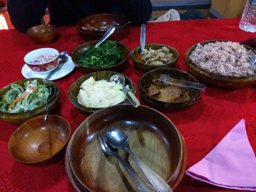 A traditional Bhutanese meal, Thimphu
