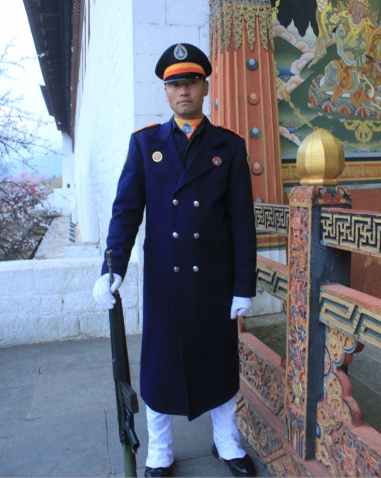 Guard at the entrance of the Dzong, Thimphu