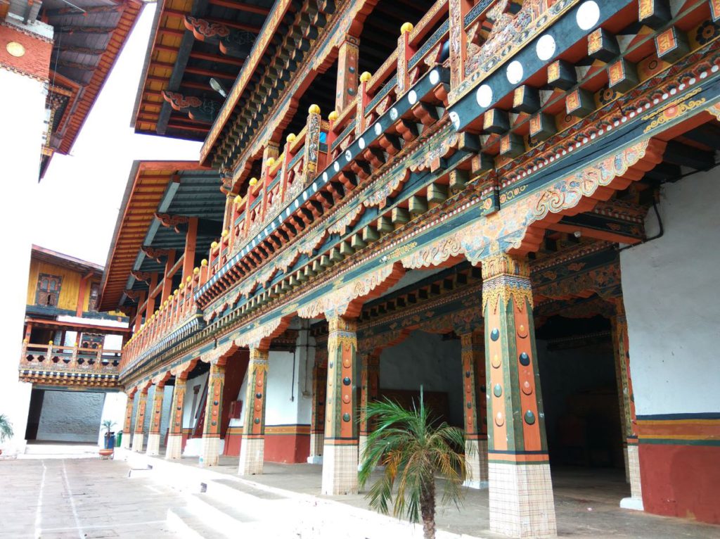 Rooms around the courtyard inside Punakha Dzong