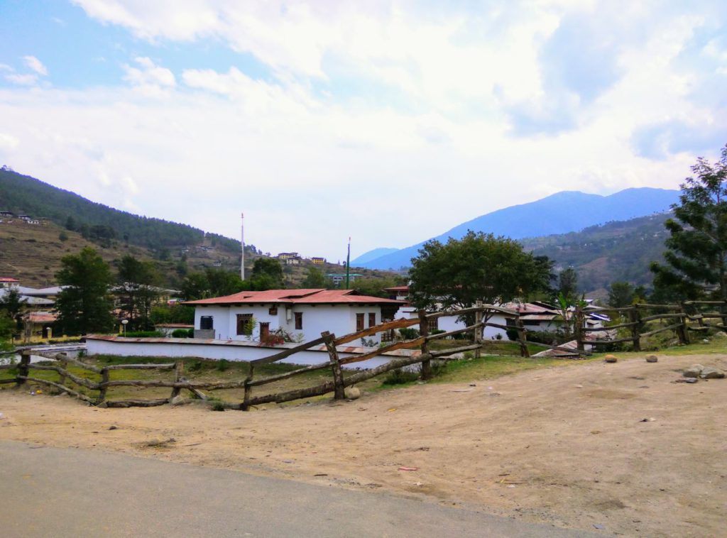 Sparse buildings around the Kuruthang village, Punakha