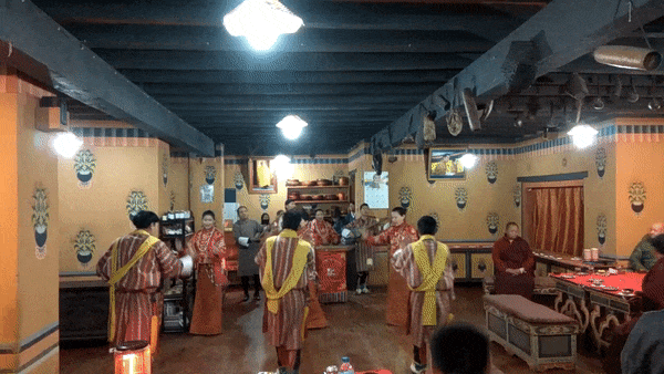Traditional dance performance at the restaurant, Thimphu
