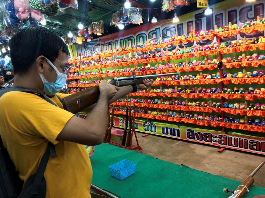 Local shooting games during Loi Krathong, Nan