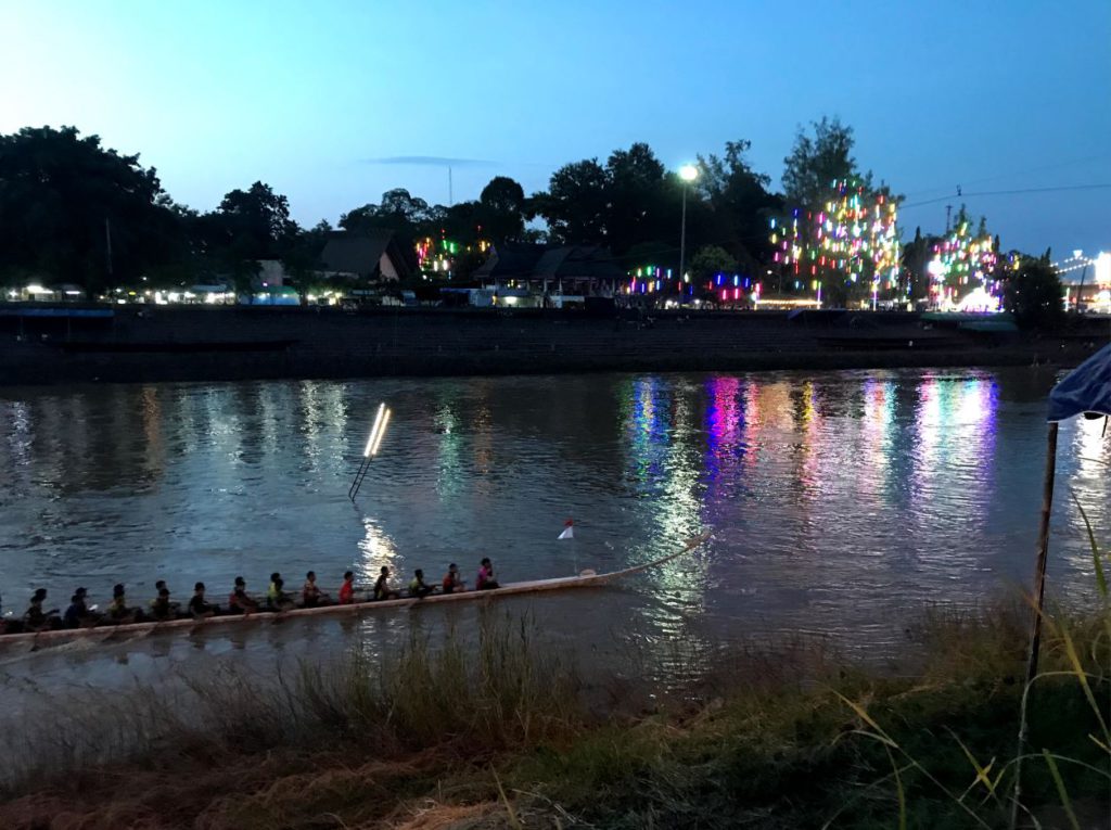 People practising for rowing tournament on Nan River