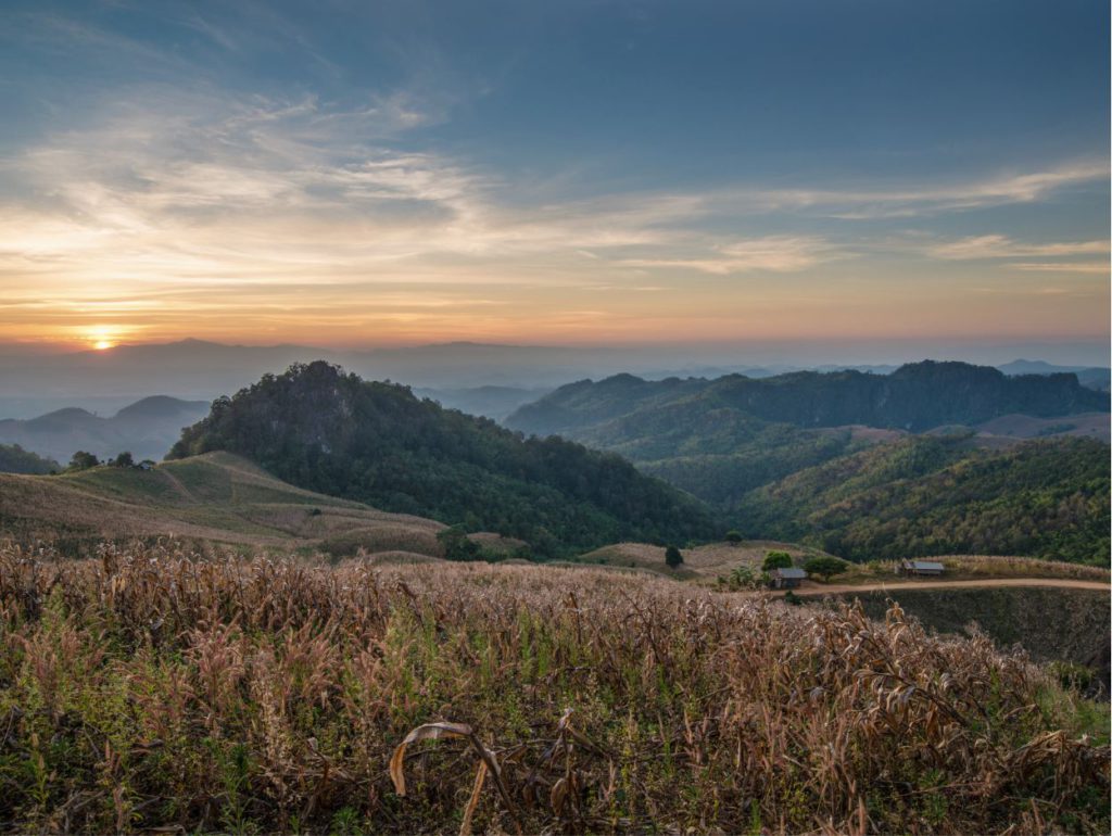 Sunset from the top of Doi Samer Dao, Nan, Thailand