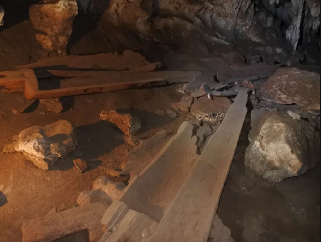 Coffins found inside the coffin cave, Tham Lod caves