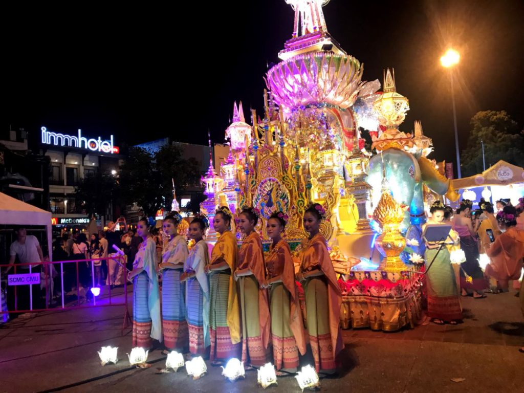 Dressed up locals waiting to perform on Loi Krathong Chiang Mai