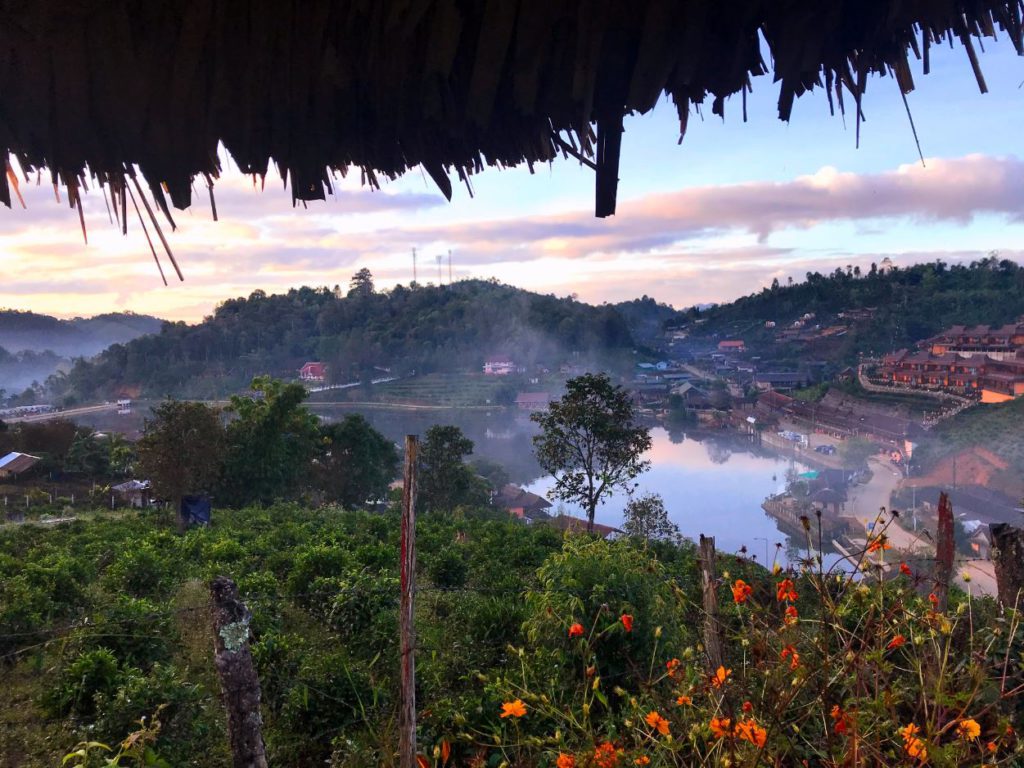 Early morning view of Ban Rak Thai from the campsite