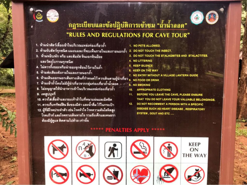 Tham Lod caves rules and regulations