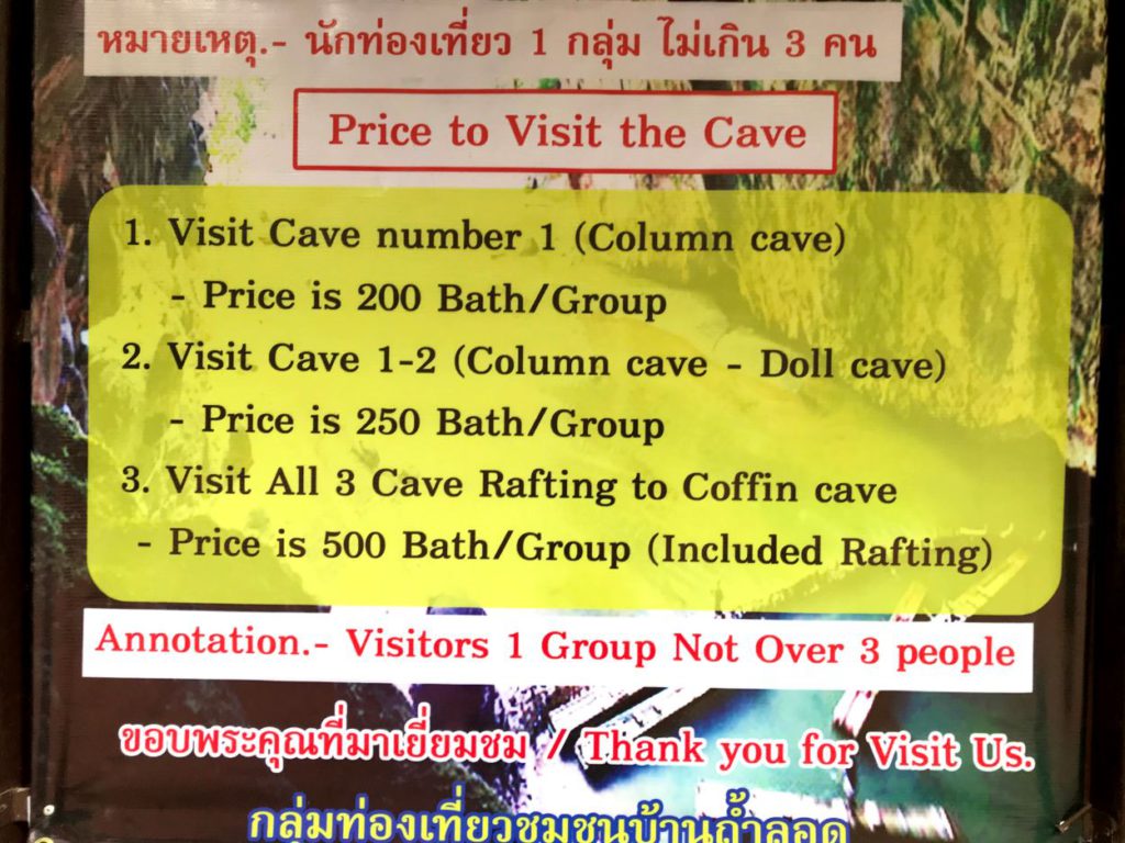 Ticket price for Tham Lod Caves