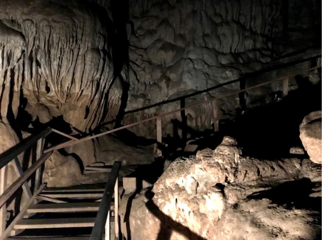 the staircase leading to Column Cave, Tham Lod Caves