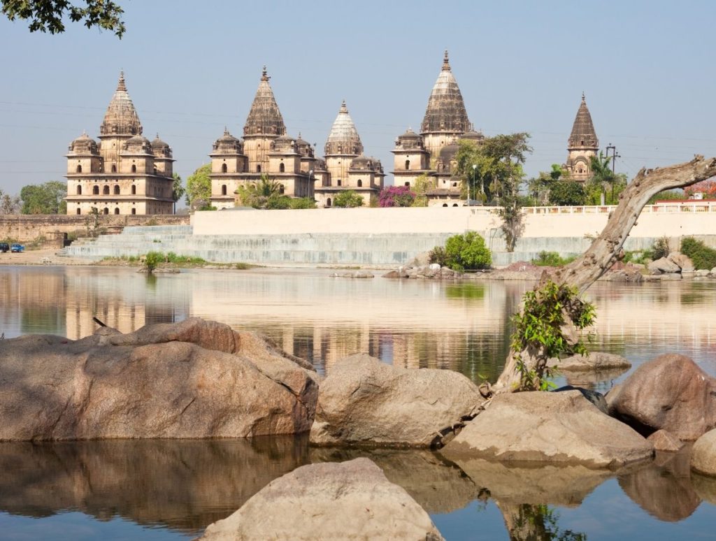 Cenotaphs or Chattris across the river Betwa