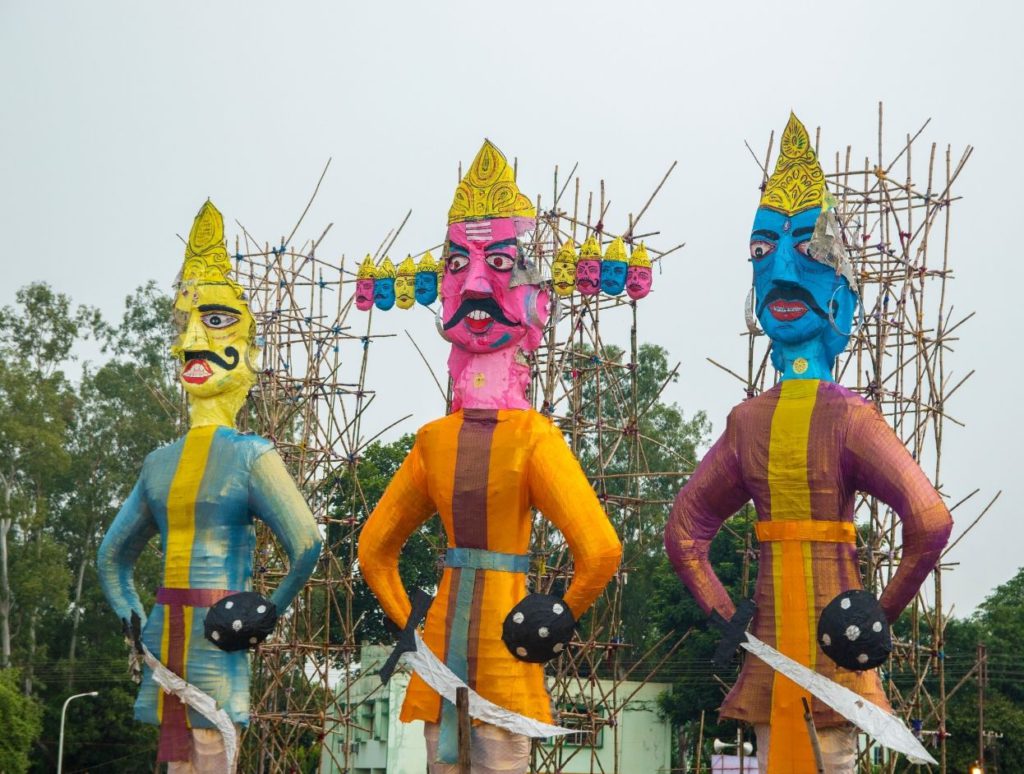 The statues of Ravana stuffed with flammable stuffing