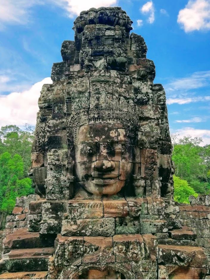 Buddha’s head carved in stone in Bayon